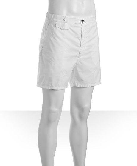 Bottega Veneta White Cotton Butterfly Stitch Swim Trunks in White for Men - Lyst