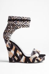 DKNY Corinne Runway Weave Ankle Strap Print Wedge