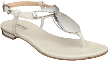 Dune Fifi Metal Trim Flat Sandals in Beige (white) - Lyst