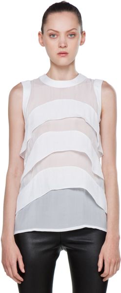 Givenchy Tiered Chiffon Blouse in White in White - Lyst