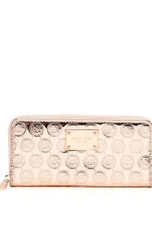 Michael by Michael Kors Jet Set Monogram Mirror Metallic Continental Wallet White Or Rose Gold - Lyst