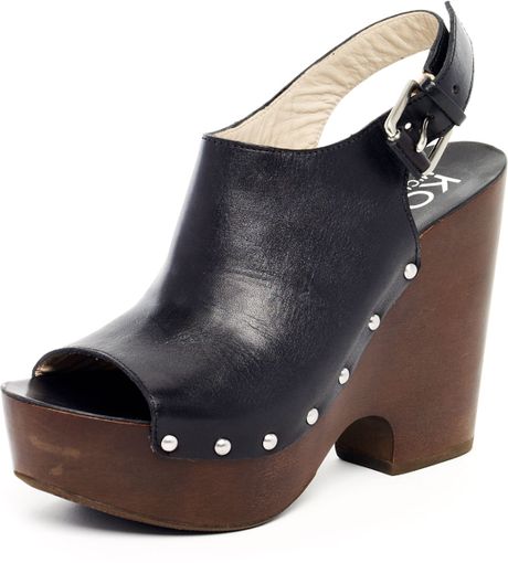 Michael Kors Scotia Leather Clog Platform Sandal in Black - Lyst