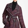 Missoni Belted Tweed Coat in Brown (burgundy) - Lyst