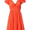 Pussycat Pleated Wrap Vneck Dress in Orange (red) - Lyst