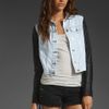 Rag & Bone The Jean Jacket W Leather Sleeves in Blue - Lyst