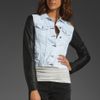 Rag & Bone The Jean Jacket W Leather Sleeves in Blue - Lyst