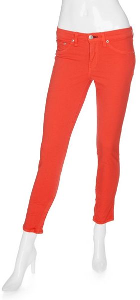 Rag & Bone Exclusive Midrise Ankle Zipper Skinny Coral in Red (coral) - Lyst