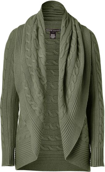  Olive Chunky Cable Circle Cardigan 