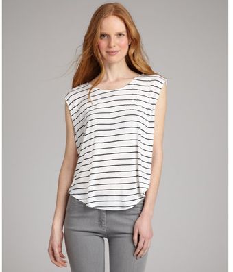 Rebecca Beeson White Striped Cotton Blend Lucie Boxy Tank - Lyst