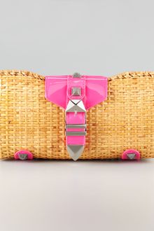 Rebecca Minkoff Fairy Tale Raffialeather Clutch Pink - Lyst