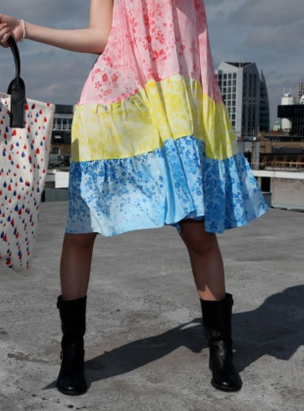 Simeon Farrar Tiered Skirt Dress with Rainbow Flowers By Simeon Farrar in Multicolor (red) - Lyst
