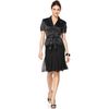 Tahari Short Sleeve Belted Shawl Collar Jacket Beaded Flared Skirt in Black - Lyst