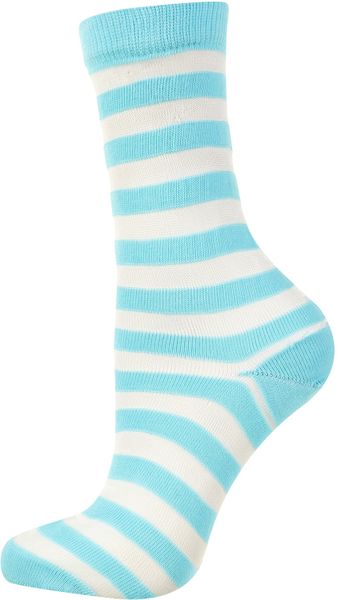 Topshop Sheer Stripe Ankle Socks in Blue (turquoise) - Lyst