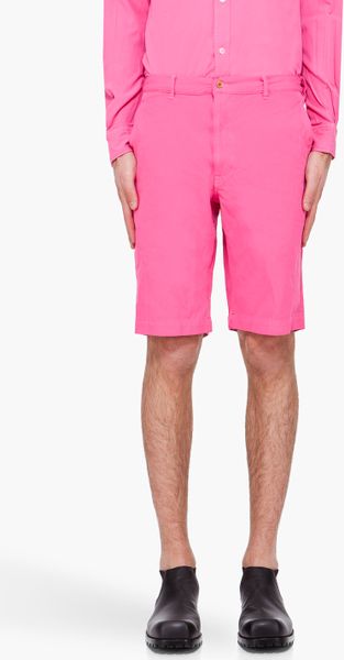 Comme Des Garçons Pink Ester Twill Treated Shorts in Pink for Men - Lyst