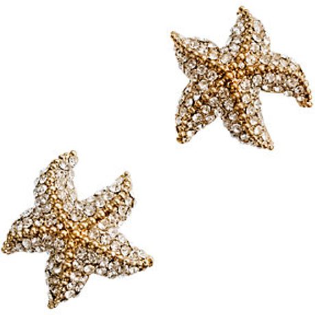 J.crew Crystal Starfish Earrings in Gold (crystal) - Lyst