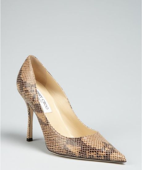 Jimmy Choo Nude Snake Print Leather Lilac Point Toe Pumps in Beige (nude) - Lyst