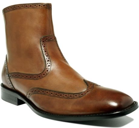 Johnston & Murphy Knowland Wing Tip Side Zip Boots in Brown for Men