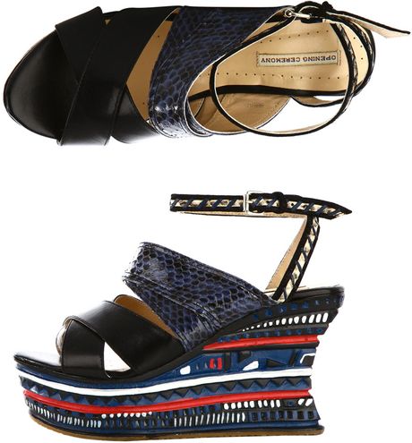 Opening Ceremony Jungle Wedge Sandals in Multicolor (black) - Lyst