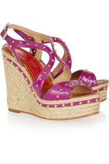 Paloma Barceló Mallorca Studded Patentleather Espadrille Sandals