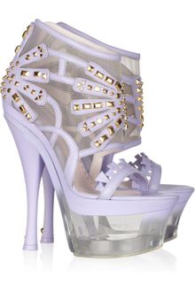 Versace Studded Leather and Lucite Platform Sandals - Lyst