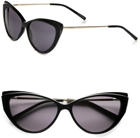 Yves Saint Laurent Petite Plastic Cateye Sunglasses in Black - Lyst