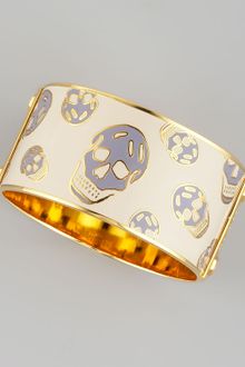 Alexander McQueen Large Enamel Skull Bangle Ivorylilac - Lyst