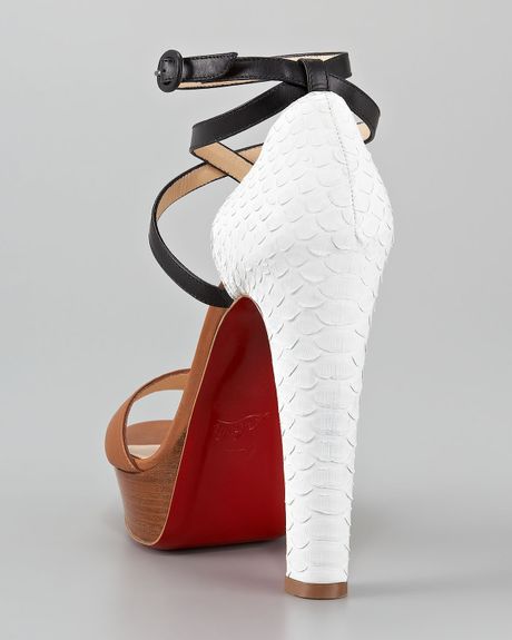 Christian Louboutin Summerissima Crisscross Platform Sandal, Brown/white in Multicolor (brown white) - Lyst