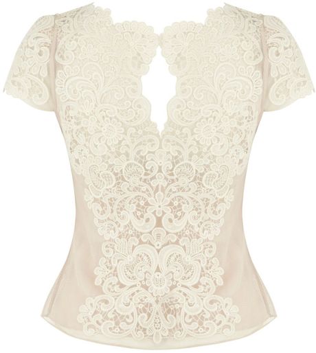 Karen Millen Summer Cotton Lace Top in White - Lyst