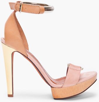  Peach Beige Suede Heels 