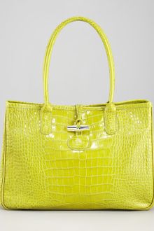 Longchamp Roseau Embossed Croc Tote - Lyst