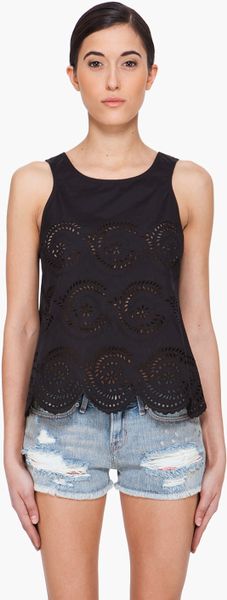 Marc By Marc Jacobs Black Palmetto Eyelet Tank Top in Black - Lyst