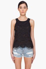 Marc By Marc Jacobs Black Palmetto Eyelet Tank Top