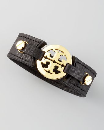  Etched Leather Logo Cuff Black 