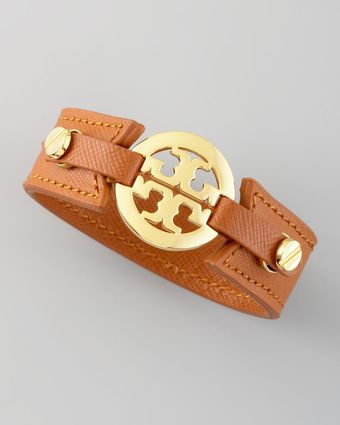  Etched Leather Logo Cuff Tan 