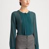 Armani Silk Georgette Pleated Blouse in Green (emerald) - Lyst