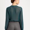 Armani Silk Georgette Pleated Blouse in Green (emerald) - Lyst