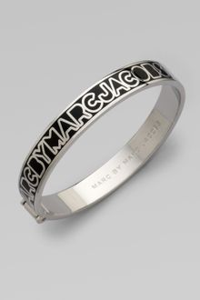 Marc By Marc Jacobs Enamel Accented Logo Bangle Bracelet - Lyst
