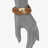 Michael Kors Logo Padlock Accented Leather Wrap Bracelet in Brown (tan) - Lyst