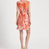 Milly Madeira Silk Ruffle Dress in Orange (black) - Lyst