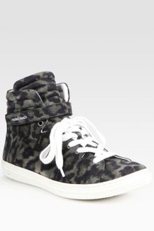 Pierre Hardy Leopardprint Suede High Top Sneakers - Lyst