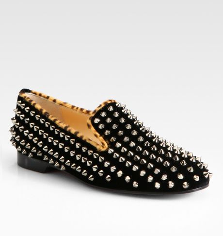 Christian Louboutin Studded Velvet Smoking Slippers in Black - Lyst