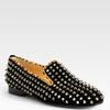 Christian Louboutin Studded Velvet Smoking Slippers in Black - Lyst