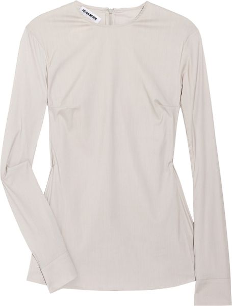 Jil Sander Stretch Cottonblend Shirt in Beige - Lyst