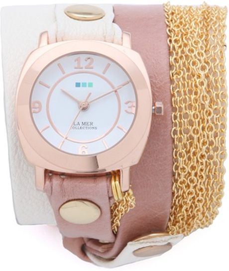 La Mer Collections Joshua Tree Chain Wrap Watch in Pink (multi) - Lyst