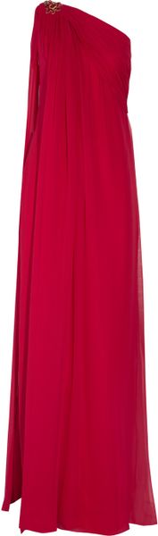 Notte By Marchesa Crystalembellished Silksatin Gown in Red - Lyst