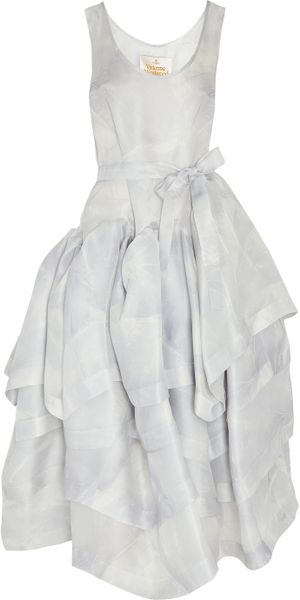 Vivienne Westwood Gold Label Fiona Tiered Printed Silkorganza Dress in Gray - Lyst