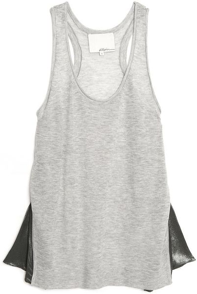 3.1 Phillip Lim Side Pleat Racerback Tank in Gray (grey) - Lyst