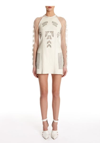 Alexander Wang Stadium Laser Cut Long Sleeve Performance Dress in White (parchment) - Lyst