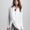 Alice + Olivia Pointelle Drapedwrap Sweater in White - Lyst