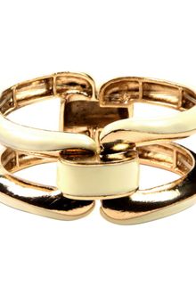 Anne Klein Gold and Ivory Enamel Stretch Bracelet - Lyst